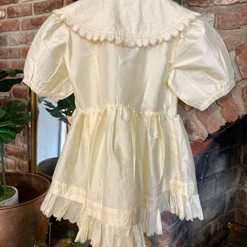 🆕 NWT Anthropologie | Mauve Cream Scalloped-Collar Puff Sleeve Babydoll Top XS - Picture 5 of 15